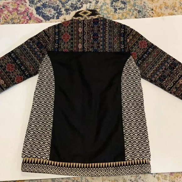 Coco + Carmen Ceretti full zip wool jacket Black Tapestry print NWT Size S/M - Picture 6 of 15